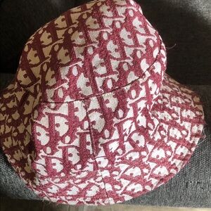 Dior Red and White Patterned Bucket Hat